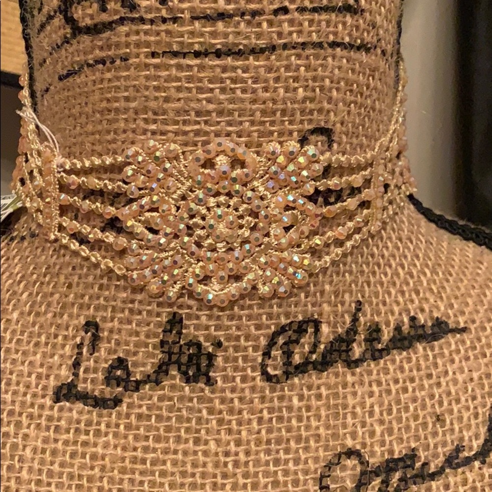 NWT Champagne beaded choker